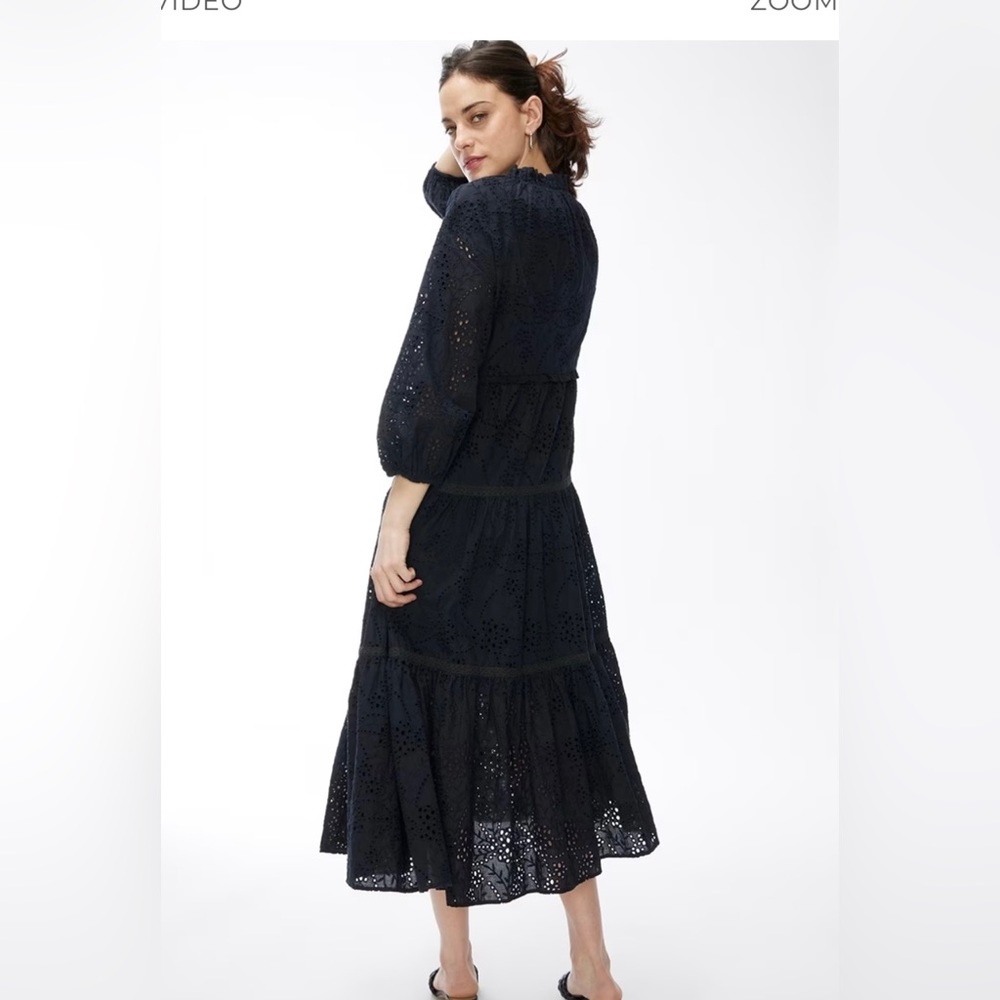 COPY - New Chicos black Ruffle Neck Tiered Dress